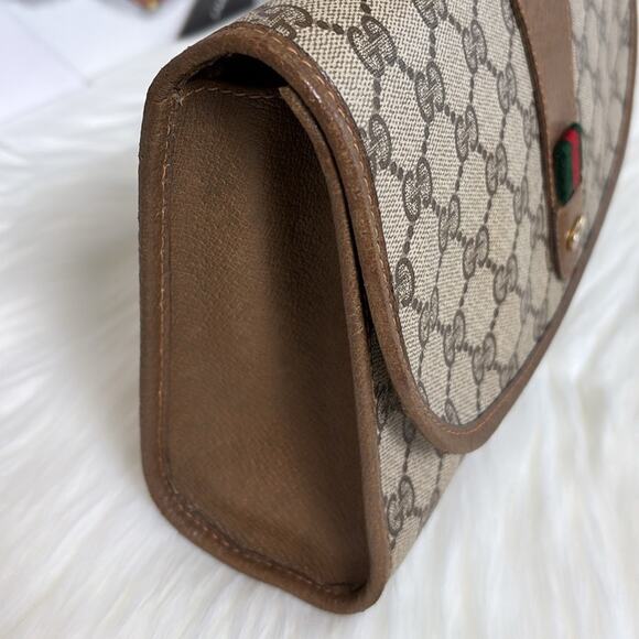 Authentic GUCCI GG Supreme Sherry Line Brown/Beige Clutch Bag - Picture 3 of 15